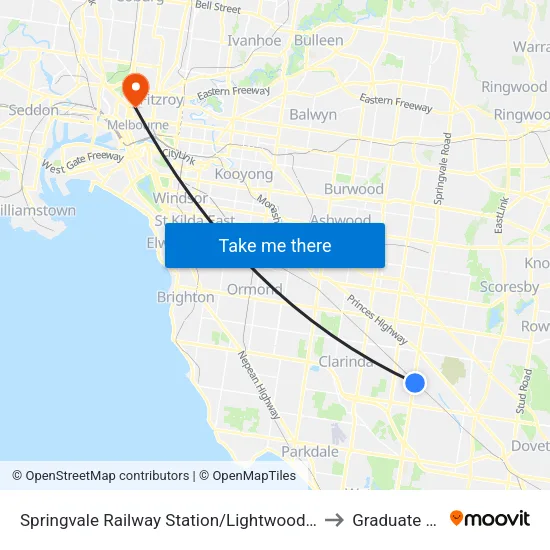 Springvale Railway Station/Lightwood Rd to Graduate House map