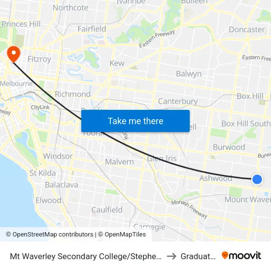 Mt Waverley Sec Col/Stephensons Rd to Graduate House map