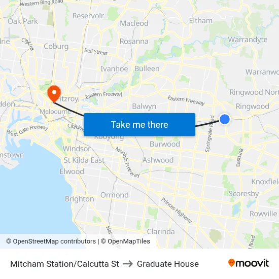 Mitcham Station/Calcutta St to Graduate House map