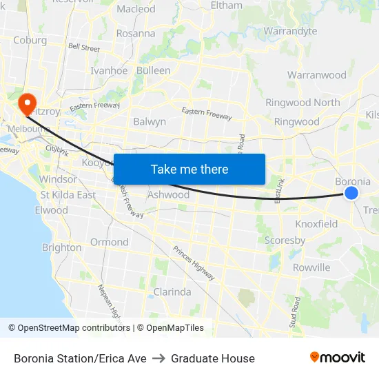 Boronia Station/Erica Ave to Graduate House map