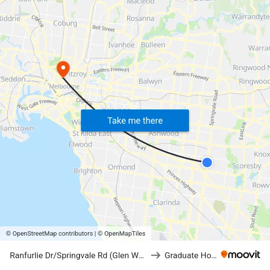 Ranfurlie Dr/Springvale Rd to Graduate House map