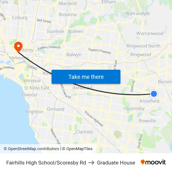 Fairhills High School/Scoresby Rd to Graduate House map