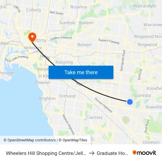 Wheelers Hill Shopping Centre/Jells Rd to Graduate House map