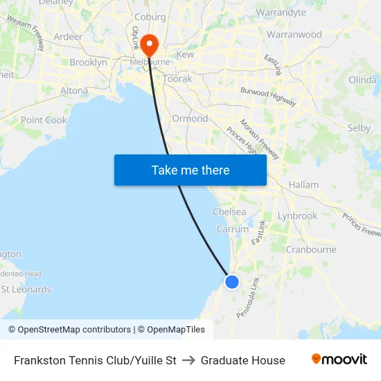 Frankston Tennis Club/Yuille St to Graduate House map