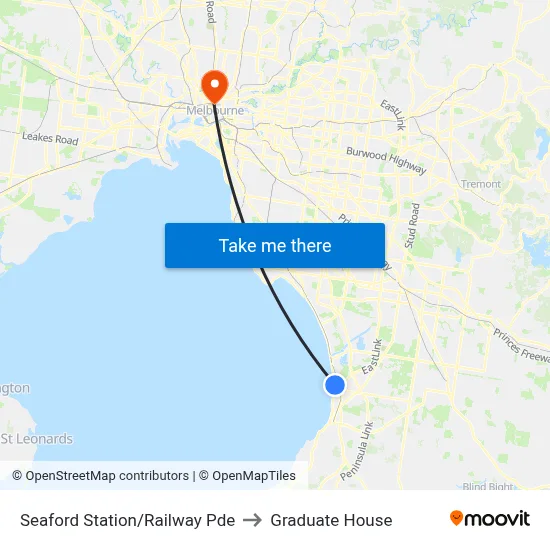 Seaford Station/Railway Pde to Graduate House map