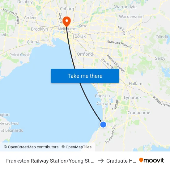 Frankston Railway Station/Young St to Graduate House map