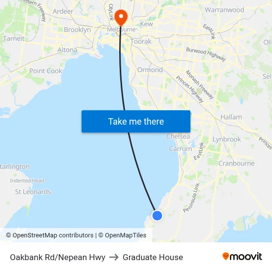 Oakbank Rd/Nepean Hwy to Graduate House map