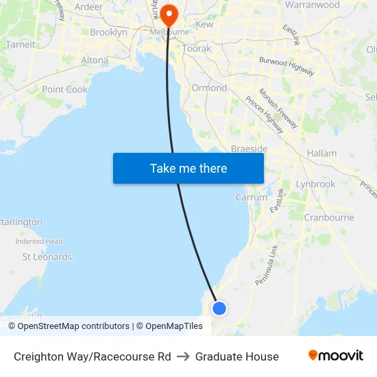 Creighton Way/Racecourse Rd to Graduate House map