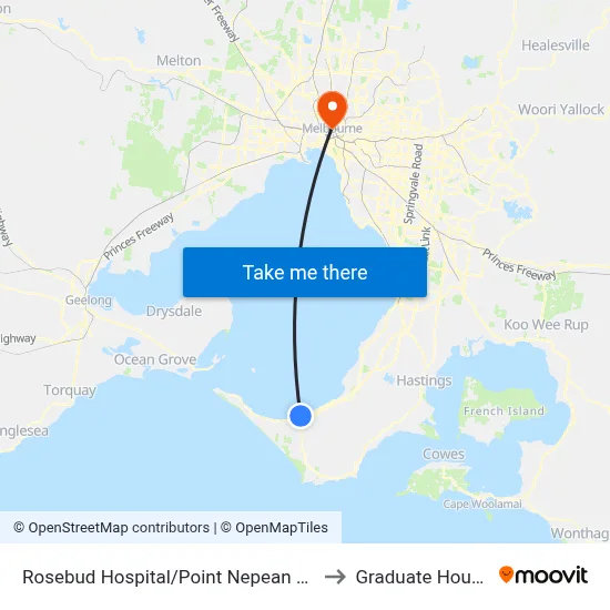 Rosebud Hospital/Point Nepean Rd to Graduate House map