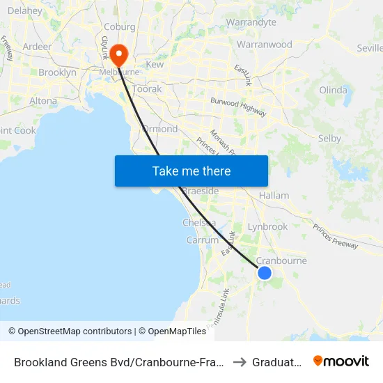 Brookland Greens Bvd/Cranbourne-Frankston Rd to Graduate House map