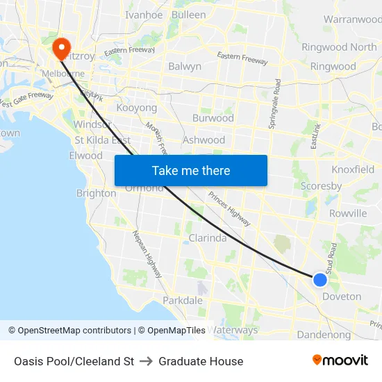 Oasis Pool/Cleeland St to Graduate House map