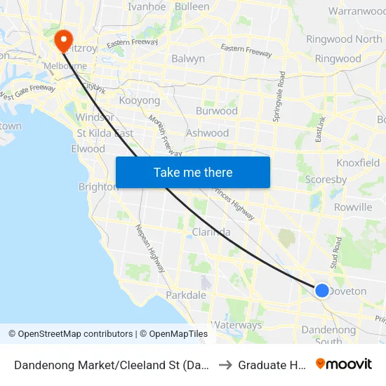 Dandenong Market/Cleeland St to Graduate House map