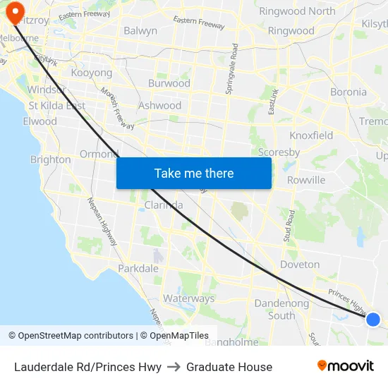 Lauderdale Rd/Princes Hwy to Graduate House map