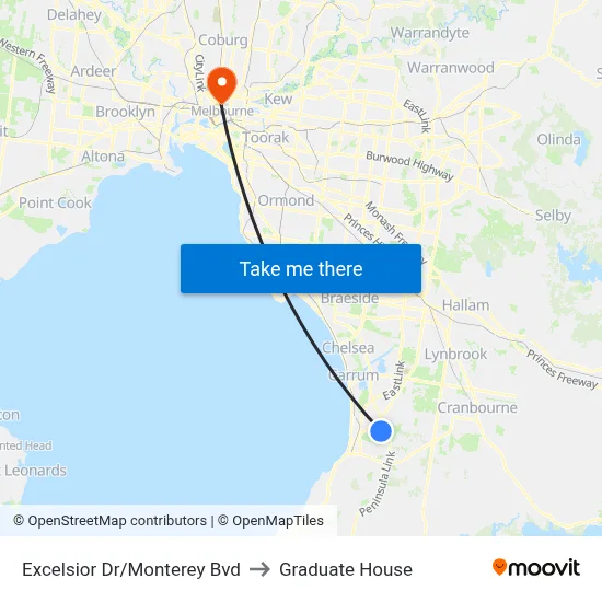 Excelsior Dr/Monterey Bvd to Graduate House map