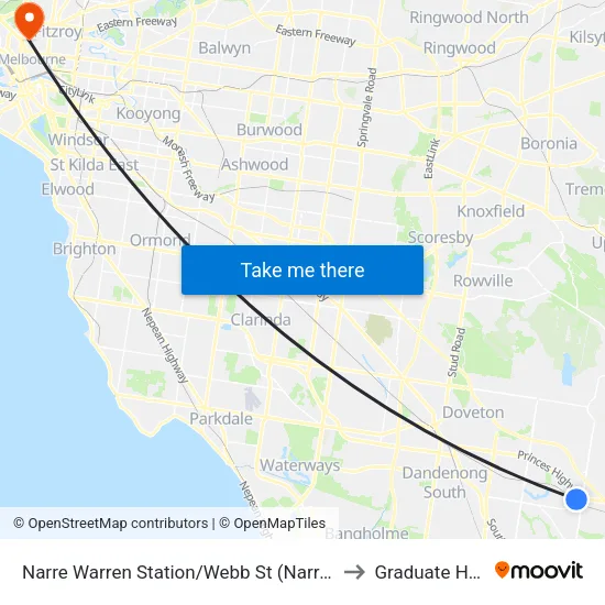Narre Warren Station/Webb St to Graduate House map