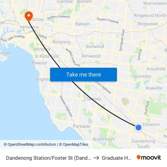 Dandenong Station/Foster St (Dandenong) to Graduate House map
