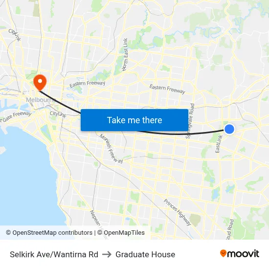 Selkirk Ave/Wantirna Rd to Graduate House map