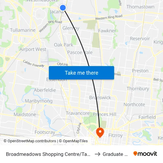 Broadmeadows Shopping Centre/Tanderrum Way to Graduate House map