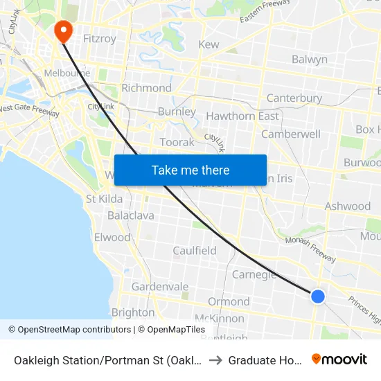 Oakleigh Station/Portman St to Graduate House map