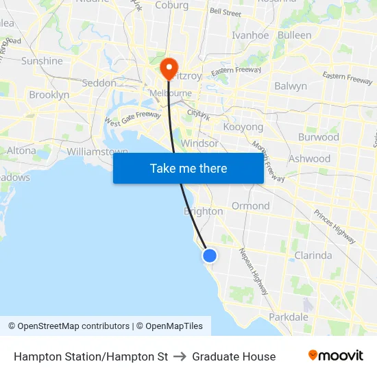 Hampton Station/Hampton St to Graduate House map