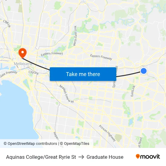Aquinas College/Great Ryrie St to Graduate House map