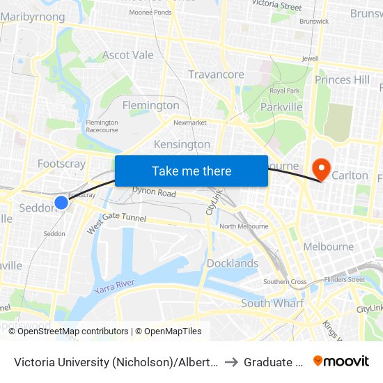 Victoria University (Nicholson)/Albert St (Footscray) to Graduate House map