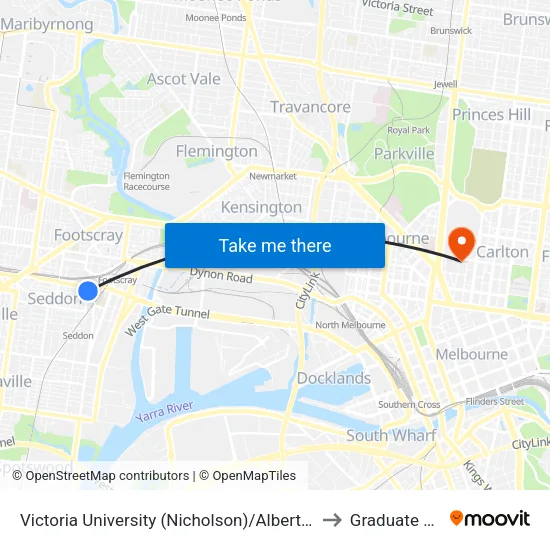 Victoria University/Albert St to Graduate House map