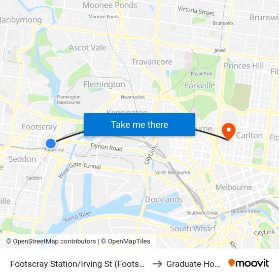 Footscray Station/Irving St to Graduate House map