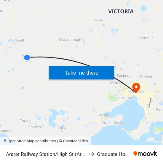 Ararat Railway Station/High St to Graduate House map