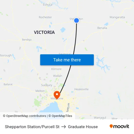 Shepparton Station/Purcell St to Graduate House map