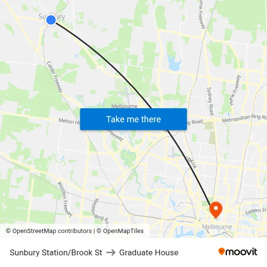 Sunbury Station/Brook St to Graduate House map