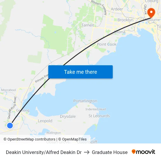 Deakin University/Alfred Deakin Dr to Graduate House map
