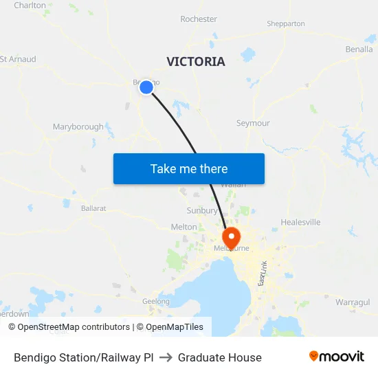 Bendigo Station/Railway Pl to Graduate House map