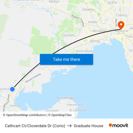 Cathcart Ct/Cloverdale Dr to Graduate House map