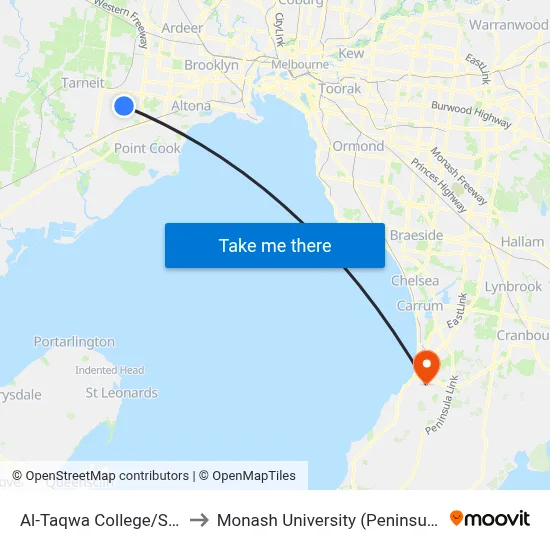 Al-Taqwa College/Sayers Rd to Monash University (Peninsula Campus) map