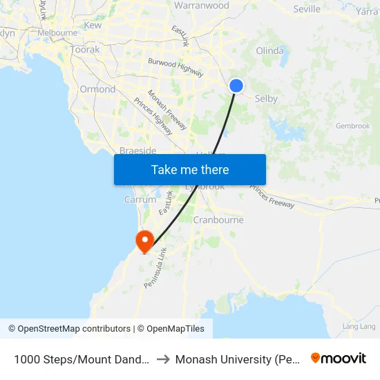 1000 Steps/Mount Dandenong Tourist Rd to Monash University (Peninsula Campus) map