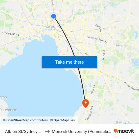 Albion St/Sydney Rd #26 to Monash University (Peninsula Campus) map