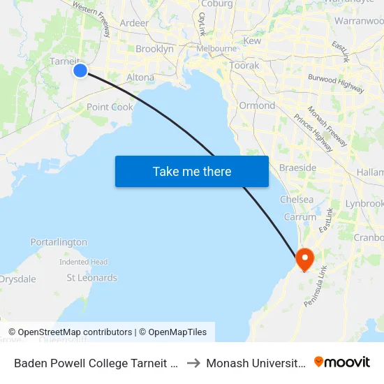 Baden Powell College Tarneit Campus/Baden Powell Dr to Monash University (Peninsula Campus) map