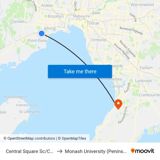 Central Square Sc/Central Ave to Monash University (Peninsula Campus) map