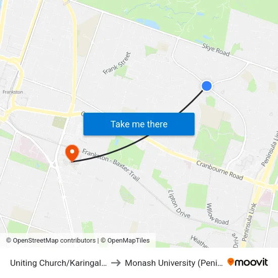 Uniting Church/Karingal Dr to Monash University (Peninsula Campus) map
