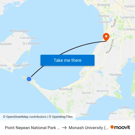 Point Nepean National Park Entrance/Point Nepean Rd to Monash University (Peninsula Campus) map
