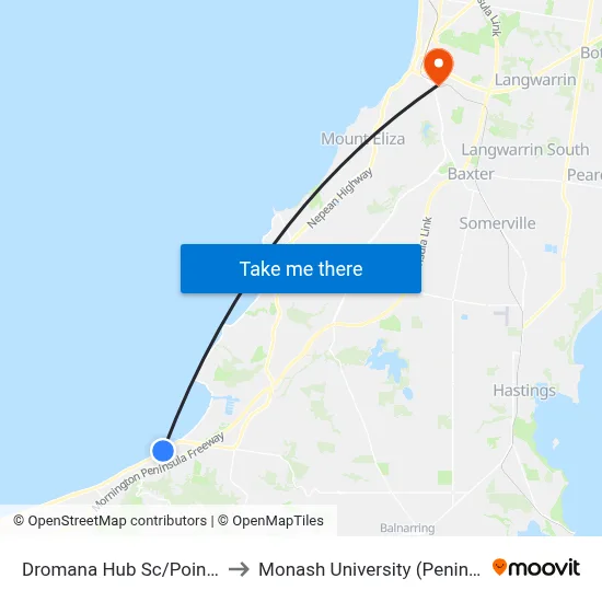 Dromana Hub Sc/Point Nepean Rd to Monash University (Peninsula Campus) map