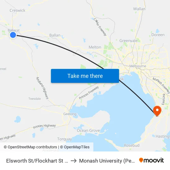 Elsworth St/Flockhart St to Monash University (Peninsula Campus) map
