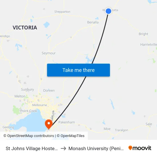 St Johns Village Hostel/Williams Rd to Monash University (Peninsula Campus) map