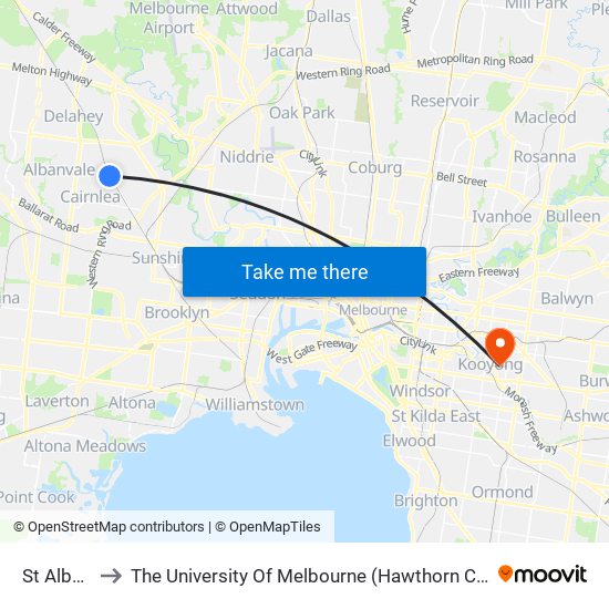 St Albans to The University Of Melbourne (Hawthorn Campus) map