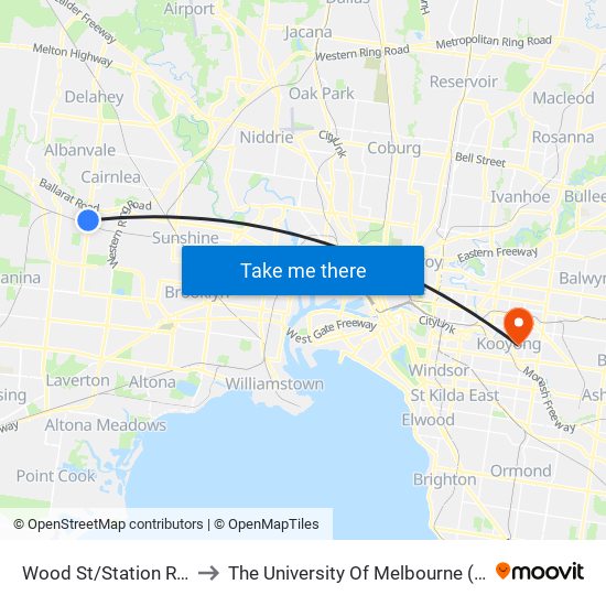 Wood St/Station Rd (Deer Park) to The University Of Melbourne (Hawthorn Campus) map