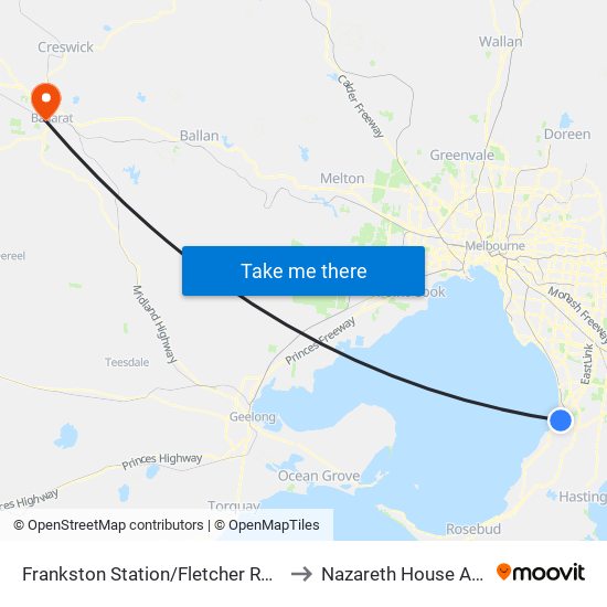 Frankston Station/Fletcher Rd (Frankston) to Nazareth House Aged Care map