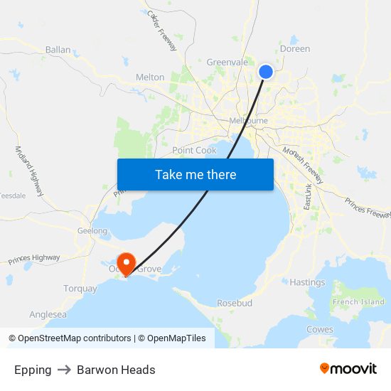 Epping to Barwon Heads map