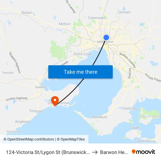 124-Victoria St/Lygon St (Brunswick East) to Barwon Heads map