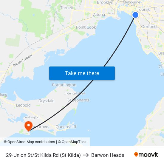 29-Union St/St Kilda Rd (St Kilda) to Barwon Heads map